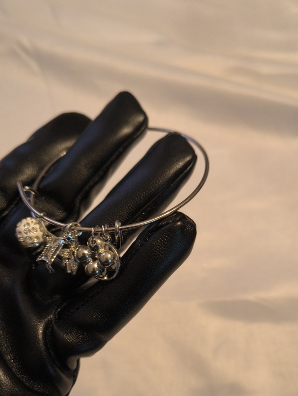 Adjustable Silver Tone Bracelet With Charms - Picture 3 of 4